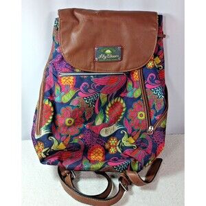 Lily Bloom Backpack Peacock Floral Print Eco-Friendly Recycled Materials